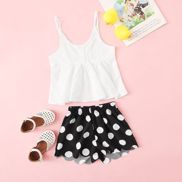 

Toddler Girls Peplum Cami & Scalloped Polka-dot Shorts Set