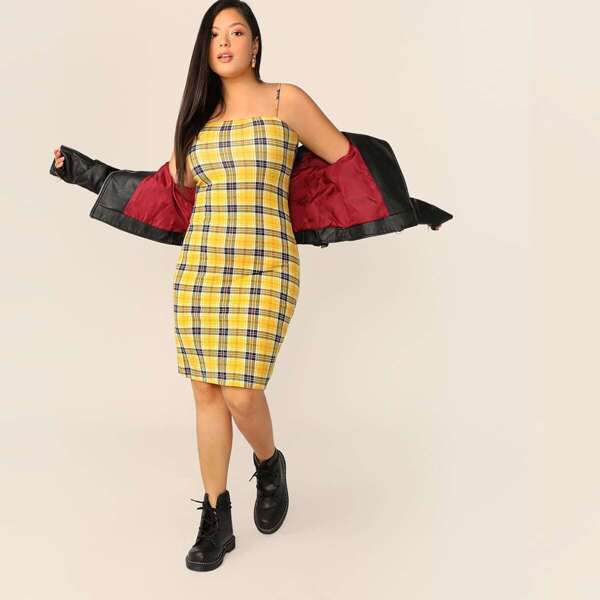 

Plus Tartan Print Bodycon Cami Dress