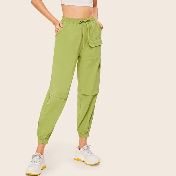 

Neon Lime Drawstring Waist Pocket Pants
