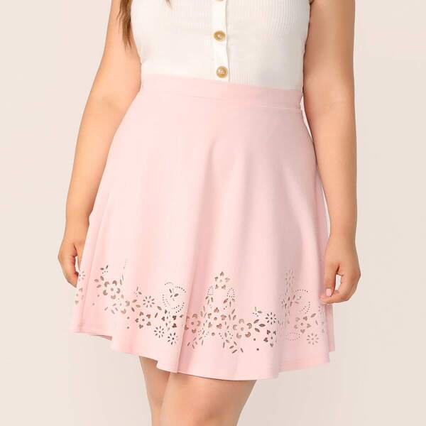 

Plus Zipper Fly Laser Cut Skirt