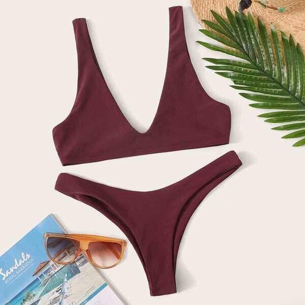 

Plunging Neck Top With High Leg Bikini