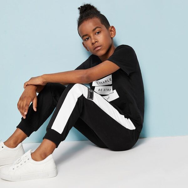 

Boys Patch Detail Contrast Side Sweatpants