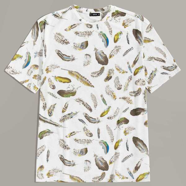 

Men Feather Print Tee