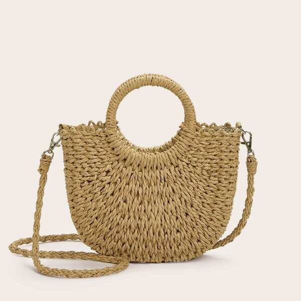 

Straw Plaited Bag, Camel