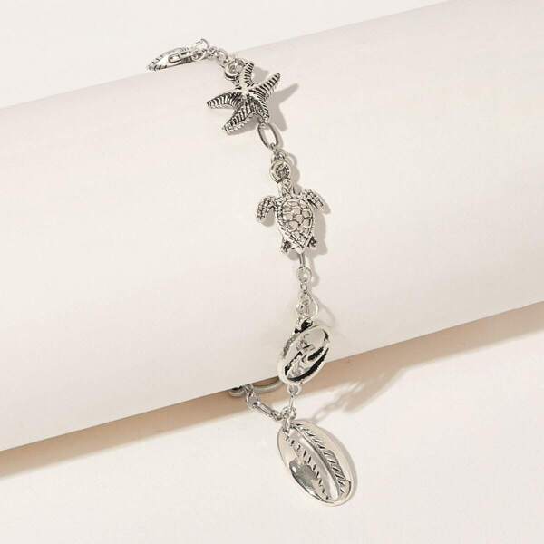 

Shell & Tortoise Charm Chain Bracelet 1pc