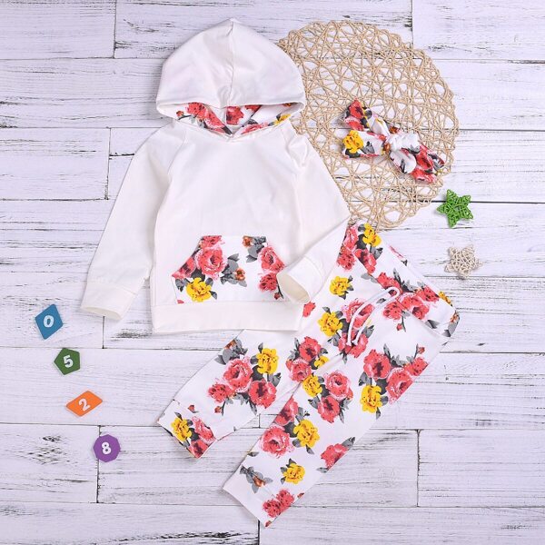 

Baby Floral Print Top & Pants & Headband, Multicolor