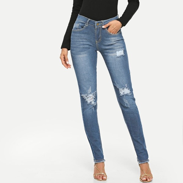 

Raw Hem Ripped Jeans