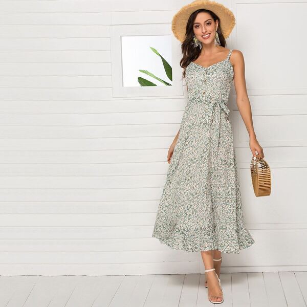 

Ditsy Floral Button & Tie Front Cami Dress