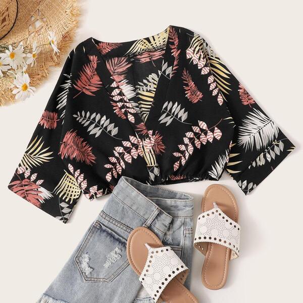 

Plants Print Crop Blouse
