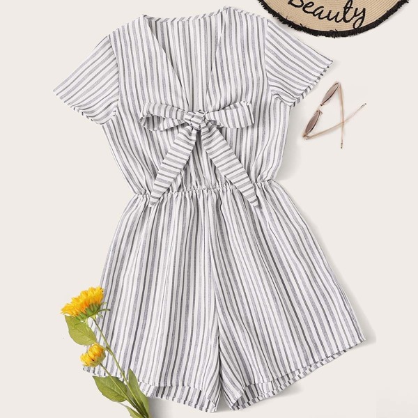 

Striped Tie Front Romper