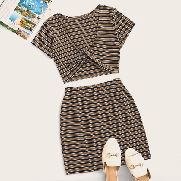 

Striped Top With Skirt, Multicolor
