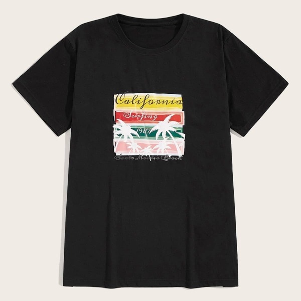 

Men Coconut Trees Print tee, Black