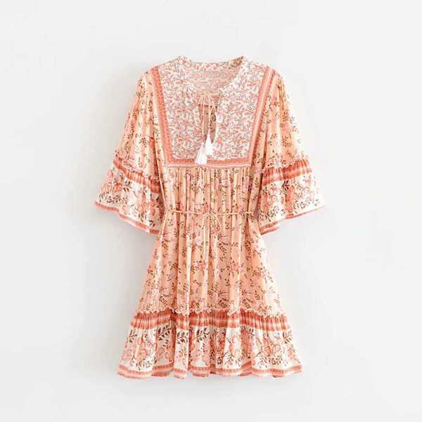 

Self Tie Floral Print Dress