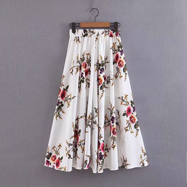 

Floral Print Flared Skirt