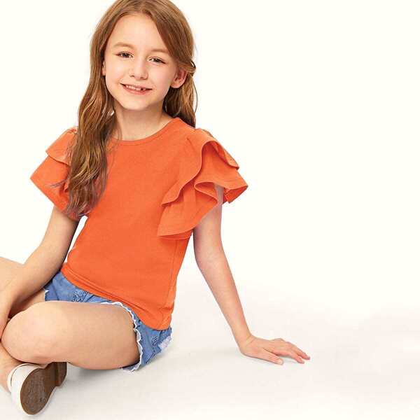

Girls Layered Ruffle Cuff Top