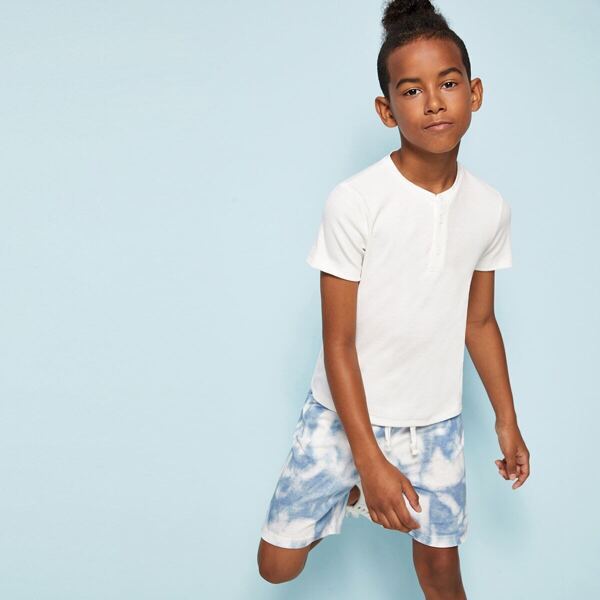 

Boys Half Button Front Rib-knit Polo Shirt