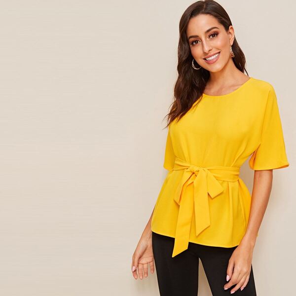

Bell Sleeve Self Belted Top