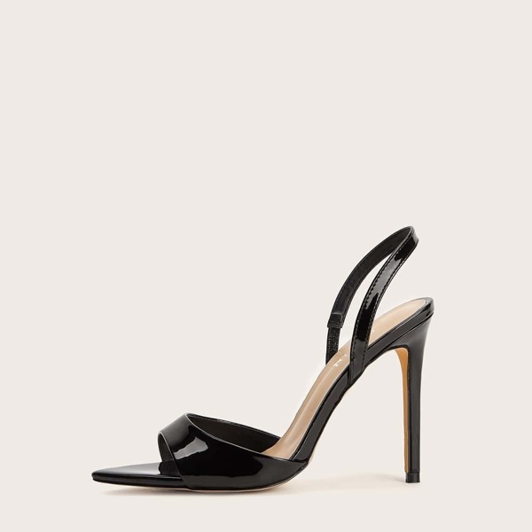 

Open Toe Slingback Stiletto Heels, Black