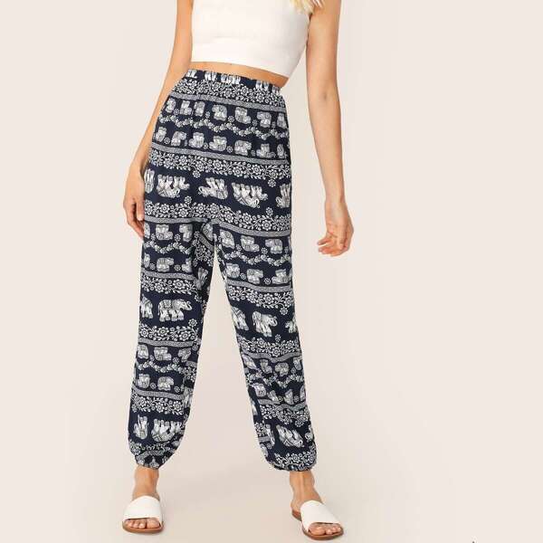 

Tribal Print High Waist Lantern Pants