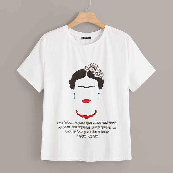 

Plus Cartoon & Slogan Graphic Tee, White