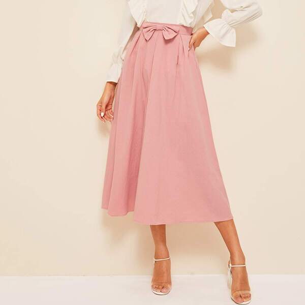 

Bow Front Pleated Skirt, Pink