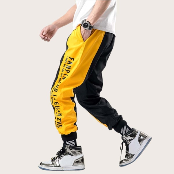 

Men Side Flap Pocket Color-block Cargo Pants, Multicolor