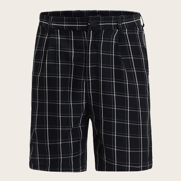

Men Fold Pleat Plaid Shorts