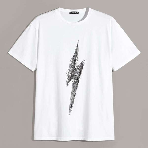 Men Lightning Print Tee