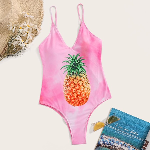 

Pineapple Print Cami One Piece Swimsuit