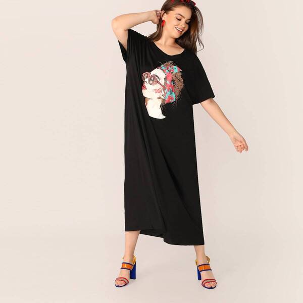 

Plus Figure Print Tee Dress