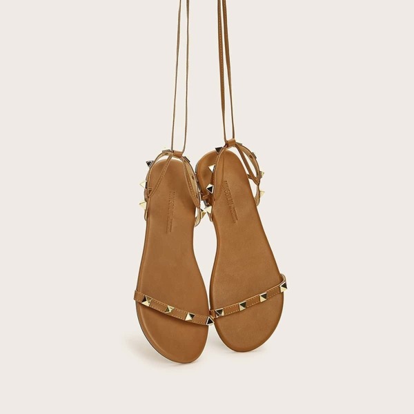 

Studded Decor Slingback Flat Sandals