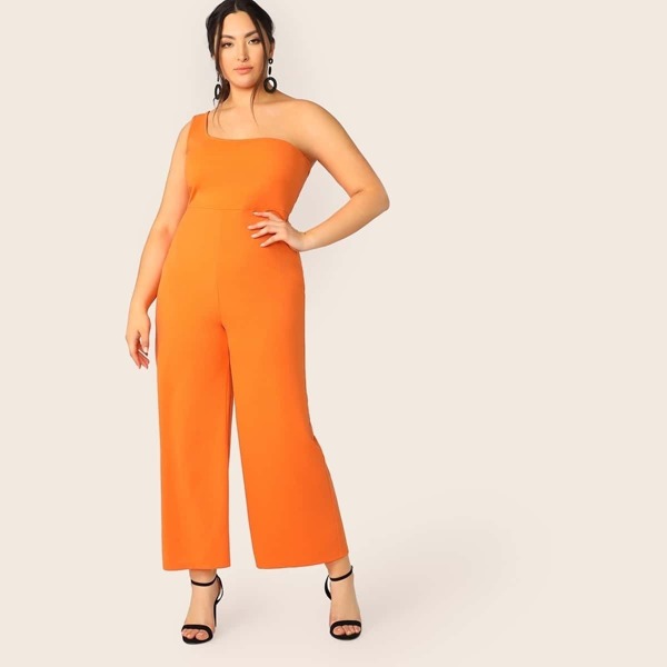 

Plus Neon Orange One Shoulder Wide Leg Jumpsuit