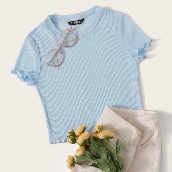 

Lettuce Trim Ribbed Crop Tee