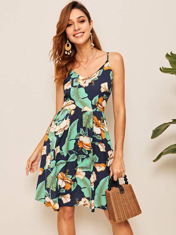 

Plants Print Cami Dress, Multicolor, Gabi B