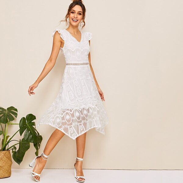 

Lace Ruffle Trim Dress