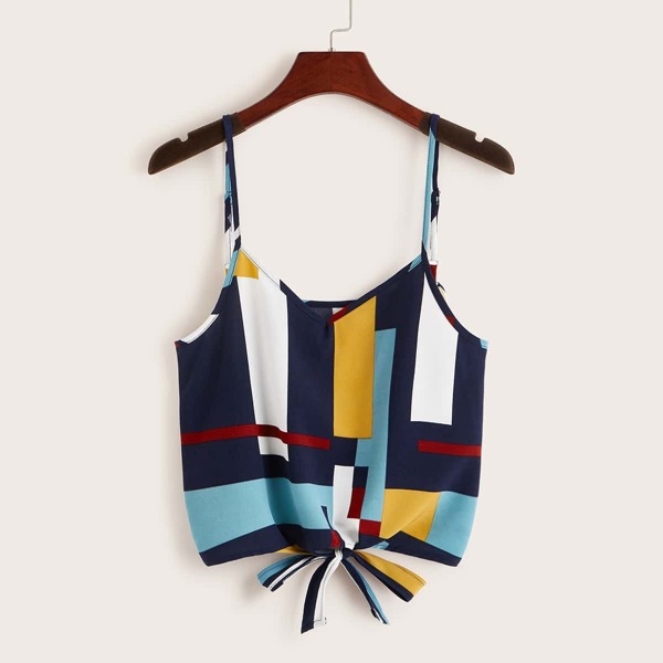 

Geo Print Tie Back Cami Top, Multicolor