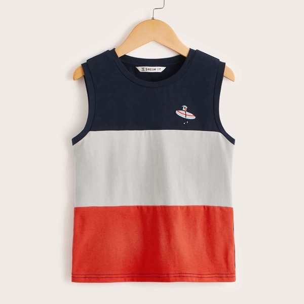 

Boys Colorblock Embroidered Tank Tee, Multicolor