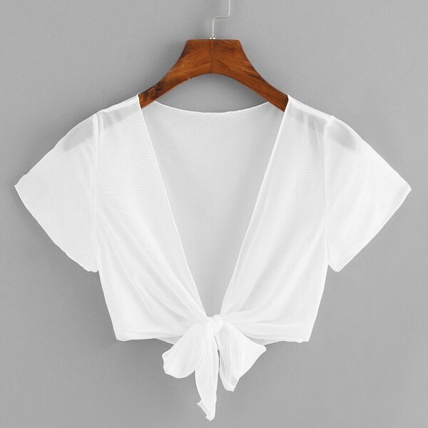 

Plus Knot Solid Kimono, White
