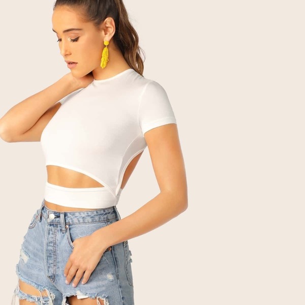 

Cut Out Front Backless Crop Top