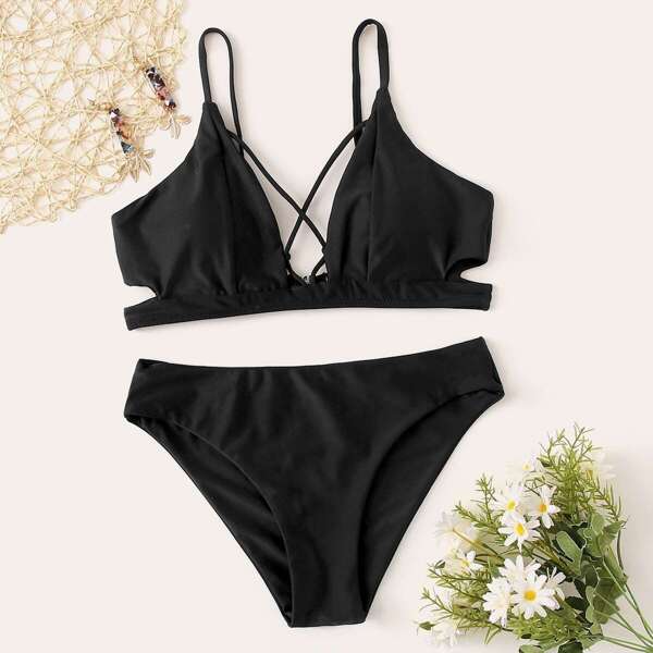 

Criss-cross Top With Panty Bikini Set