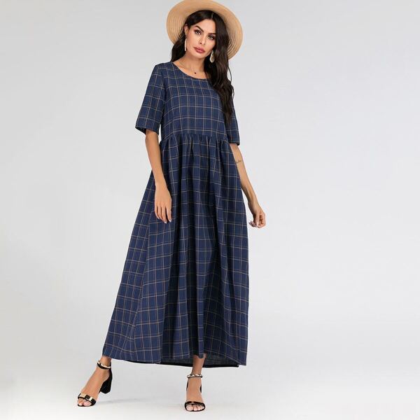 

Glen Plaid Hidden Pocket Maxi Dress