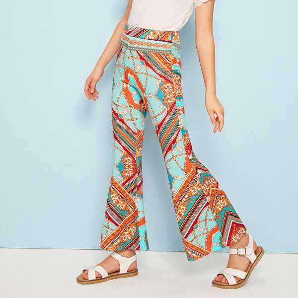 

Girls Scarf Print Flare Leg Pants