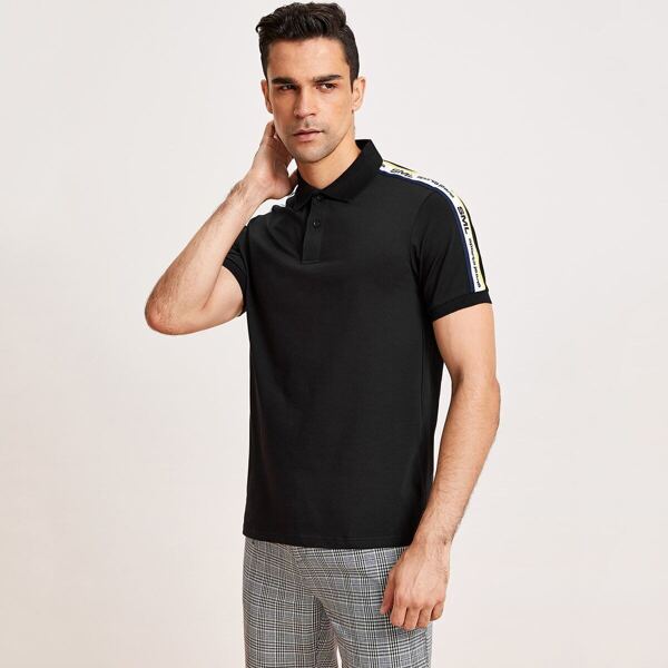 

Men Lettering Tape Side Polo Shirt