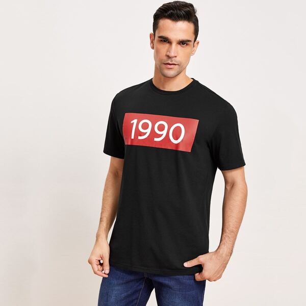 

Men Colorblock Number Print Tee