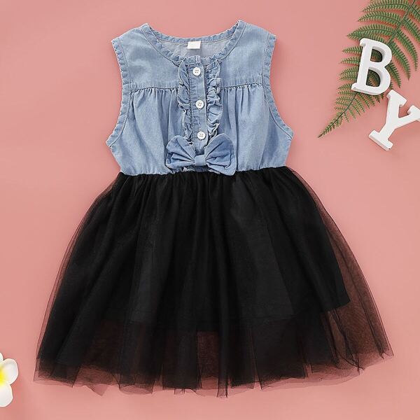 

Toddler Girls Bow Frill Tutu Dress, Multicolor
