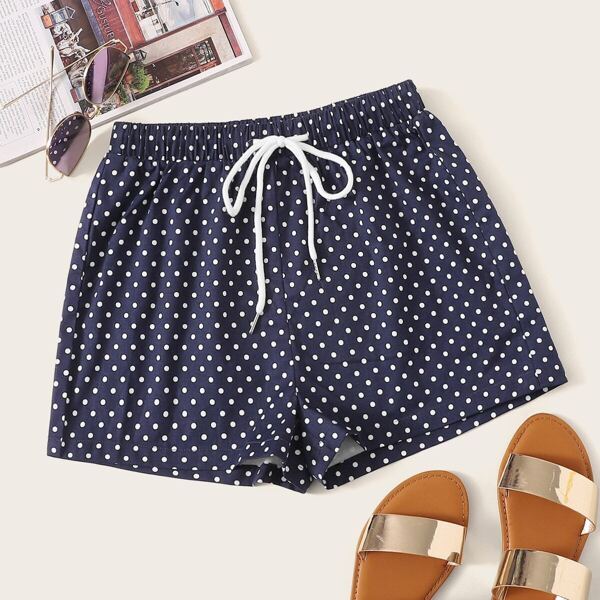 

Polka Dot Drawstring Waist Shorts