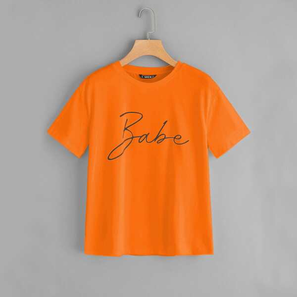 

Neon Orange Letter Graphic Top, Orange bright