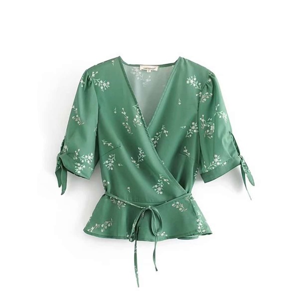 

Ditsy Floral Belted Wrap Blouse