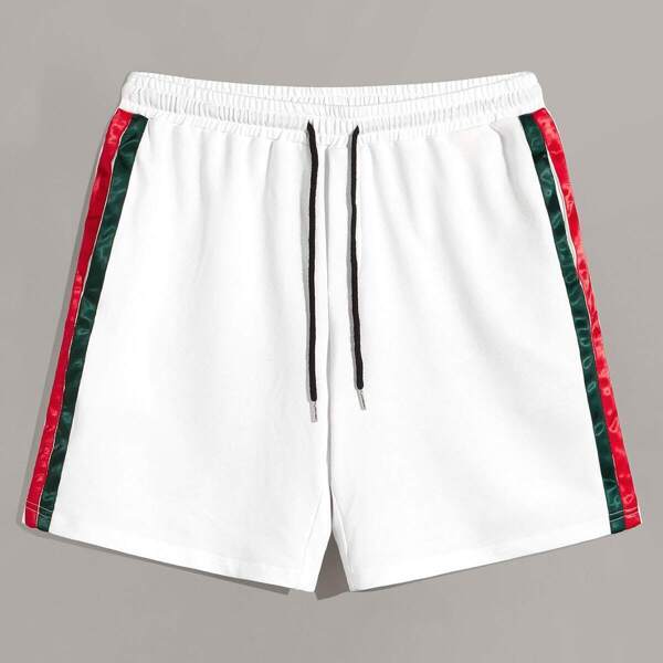 

Men Contrast Tape Side Sweat Shorts