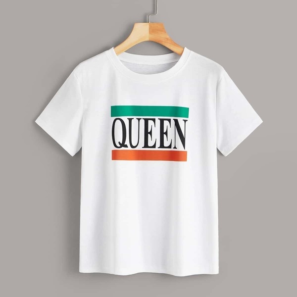 

Letter Print Tee, White